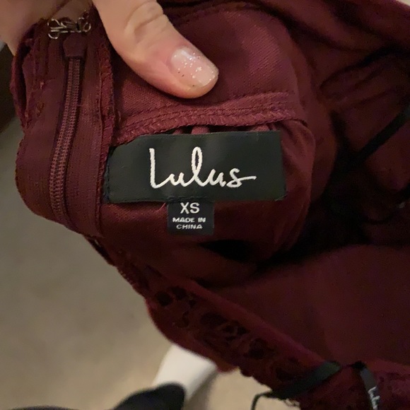 Burgundy mini skater lace dress, homecoming, wedding guest, prom - Picture 5 of 5